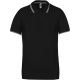Férfi kontrasztcsíkos rövid ujjú galléros piké póló, Kariban KA250, Black/Light Grey/White-M