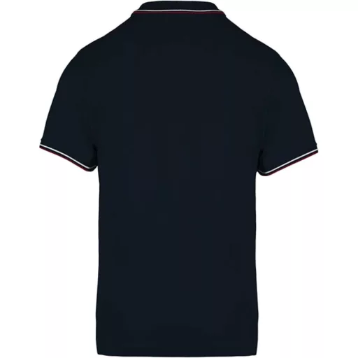 Férfi kontrasztcsíkos rövid ujjú galléros piké póló, Kariban KA250, Black/Red/White-L
