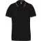 Férfi kontrasztcsíkos rövid ujjú galléros piké póló, Kariban KA250, Black/Red/White-S