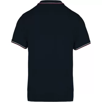   Férfi kontrasztcsíkos rövid ujjú galléros piké póló, Kariban KA250, Black/Red/White-S