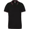 Férfi kontrasztcsíkos rövid ujjú galléros piké póló, Kariban KA250, Black/Red/Yellow-S