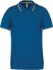 Férfi kontrasztcsíkos rövid ujjú galléros piké póló, Kariban KA250, Light Royal Blue/Yellow/White-M