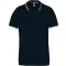 Férfi kontrasztcsíkos rövid ujjú galléros piké póló, Kariban KA250, Navy/Light Grey/White-S