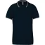 Férfi kontrasztcsíkos rövid ujjú galléros piké póló, Kariban KA250, Navy/Light Grey/White-S