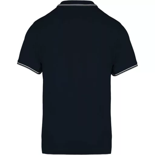Férfi kontrasztcsíkos rövid ujjú galléros piké póló, Kariban KA250, Navy/Light Grey/White-S