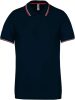 Férfi kontrasztcsíkos rövid ujjú galléros piké póló, Kariban KA250, Navy/Red/White-S