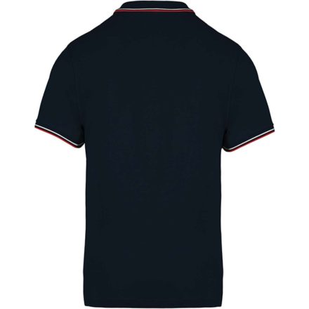 Férfi kontrasztcsíkos rövid ujjú galléros piké póló, Kariban KA250, Navy/Red/White-XL