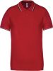 Férfi kontrasztcsíkos rövid ujjú galléros piké póló, Kariban KA250, Red/Navy/White-3XL
