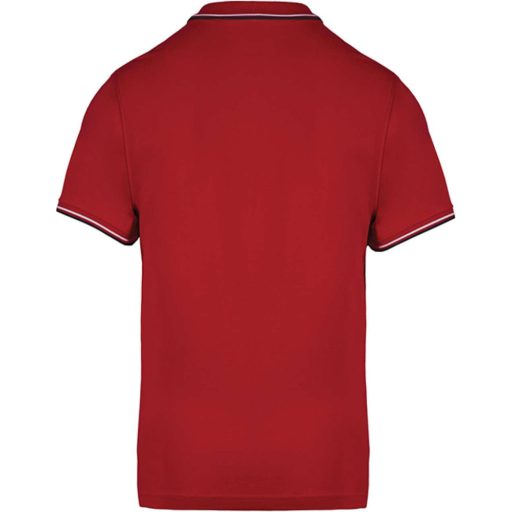 Férfi kontrasztcsíkos rövid ujjú galléros piké póló, Kariban KA250, Red/Navy/White-3XL