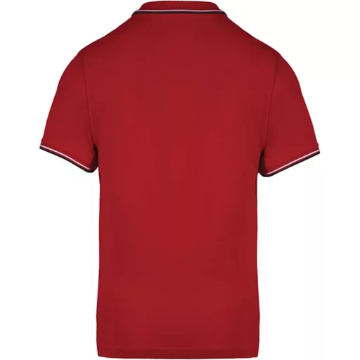 Férfi kontrasztcsíkos rövid ujjú galléros piké póló, Kariban KA250, Red/Navy/White-M
