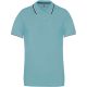 Férfi kontrasztcsíkos rövid ujjú galléros piké póló, Kariban KA250, Sky Blue/Navy/White-2XL