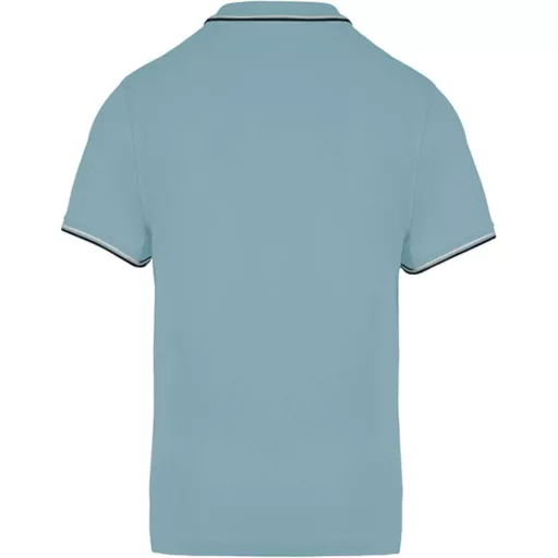 Férfi kontrasztcsíkos rövid ujjú galléros piké póló, Kariban KA250, Sky Blue/Navy/White-S