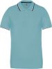 Férfi kontrasztcsíkos rövid ujjú galléros piké póló, Kariban KA250, Sky Blue/Navy/White-XL
