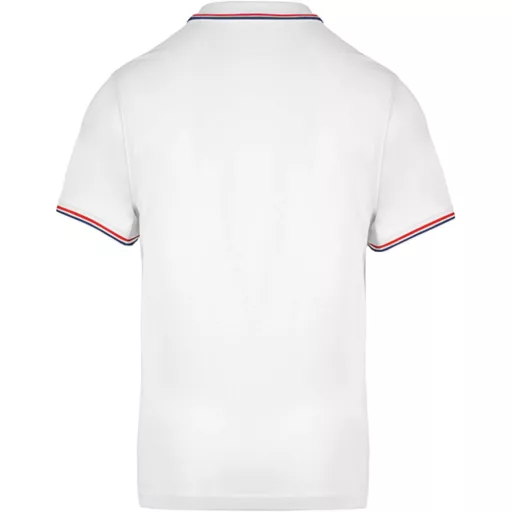 Férfi kontrasztcsíkos rövid ujjú galléros piké póló, Kariban KA250, White/Navy/Red-2XL