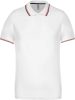 Férfi kontrasztcsíkos rövid ujjú galléros piké póló, Kariban KA250, White/Navy/Red-M