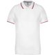 Férfi kontrasztcsíkos rövid ujjú galléros piké póló, Kariban KA250, White/Navy/Red-M