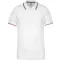 Férfi kontrasztcsíkos rövid ujjú galléros piké póló, Kariban KA250, White/Navy/Red-S