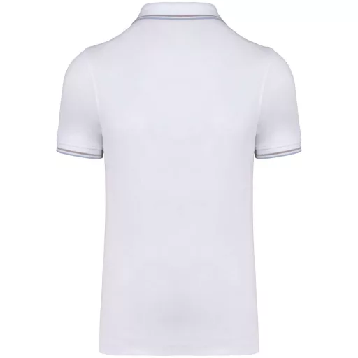 Férfi kontrasztcsíkos rövid ujjú galléros piké póló, Kariban KA250, White/Sky Blue/Light Grey-3XL