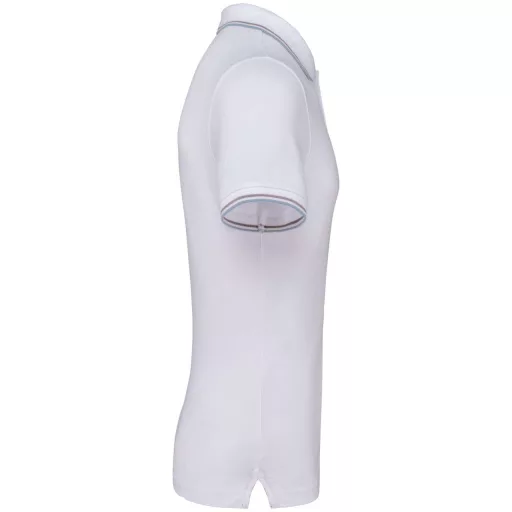 Férfi kontrasztcsíkos rövid ujjú galléros piké póló, Kariban KA250, White/Sky Blue/Light Grey-3XL