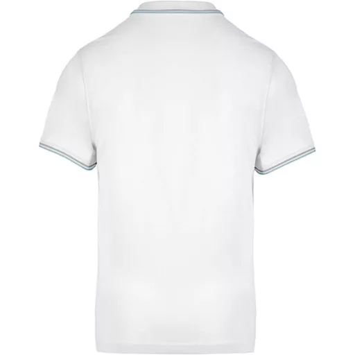 Férfi kontrasztcsíkos rövid ujjú galléros piké póló, Kariban KA250, White/Sky Blue/Light Grey-M