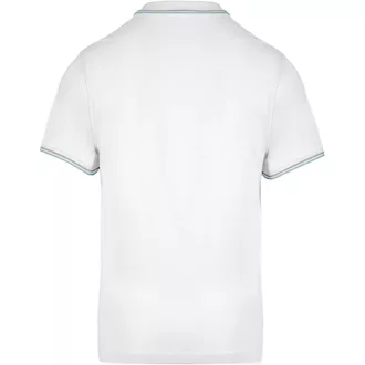   Férfi kontrasztcsíkos rövid ujjú galléros piké póló, Kariban KA250, White/Sky Blue/Light Grey-S
