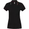 Női kontrasztcsíkos rövid ujjú galléros piké póló, Kariban KA251, Black/Red/Yellow-S