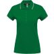 Női kontrasztcsíkos rövid ujjú galléros piké póló, Kariban KA251, Kelly Green/Light Grey/White-S