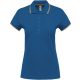 Női kontrasztcsíkos rövid ujjú galléros piké póló, Kariban KA251, Light Royal Blue/Yellow/White-M