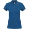 Női kontrasztcsíkos rövid ujjú galléros piké póló, Kariban KA251, Light Royal Blue/Red/White-M