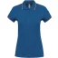 Női kontrasztcsíkos rövid ujjú galléros piké póló, Kariban KA251, Light Royal Blue/Red/White-M