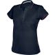 Női kontrasztcsíkos rövid ujjú galléros piké póló, Kariban KA251, Navy/Red/White-M