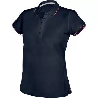   Női kontrasztcsíkos rövid ujjú galléros piké póló, Kariban KA251, Navy/Red/White-XS