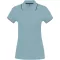 Női kontrasztcsíkos rövid ujjú galléros piké póló, Kariban KA251, Sky Blue/Navy/White-L