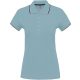 Női kontrasztcsíkos rövid ujjú galléros piké póló, Kariban KA251, Sky Blue/Navy/White-S