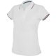 Női kontrasztcsíkos rövid ujjú galléros piké póló, Kariban KA251, White/Navy/Red-L