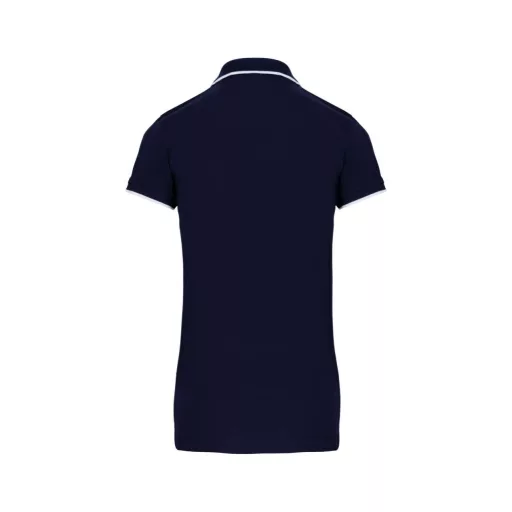 Női galléros piké póló, kontrasztcsíkos szélekkel, Kariban KA252, Navy/White/Red-L