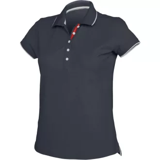   Női galléros piké póló, kontrasztcsíkos szélekkel, Kariban KA252, Navy/White/Red-XS
