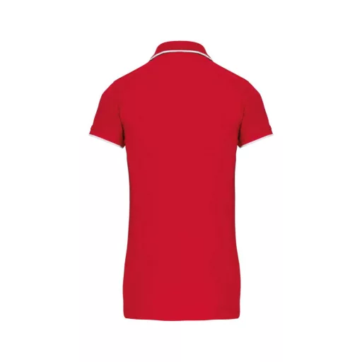 Női galléros piké póló, kontrasztcsíkos szélekkel, Kariban KA252, Red/White/Navy-XL