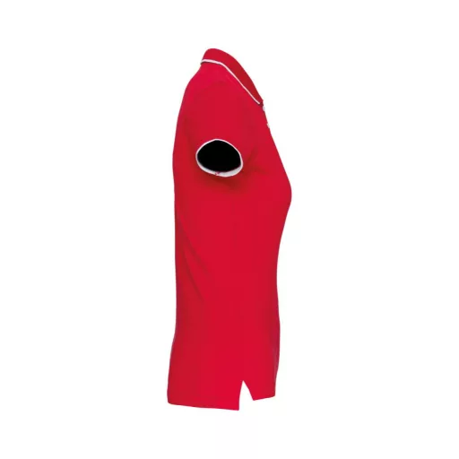 Női galléros piké póló, kontrasztcsíkos szélekkel, Kariban KA252, Red/White/Navy-XL