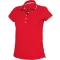 Női galléros piké póló, kontrasztcsíkos szélekkel, Kariban KA252, Red/White/Navy-XS