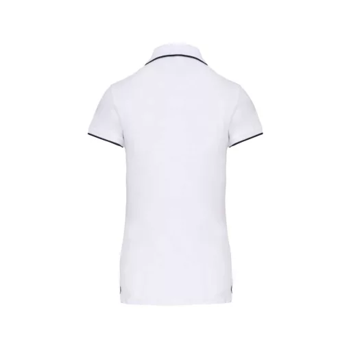 Női galléros piké póló, kontrasztcsíkos szélekkel, Kariban KA252, White/Navy-XL