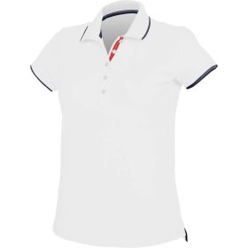   Női galléros piké póló, kontrasztcsíkos szélekkel, Kariban KA252, White/Navy-XS