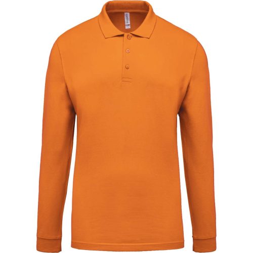 Férfi galléros hosszú ujjú piké póló, Kariban KA256, Orange-S