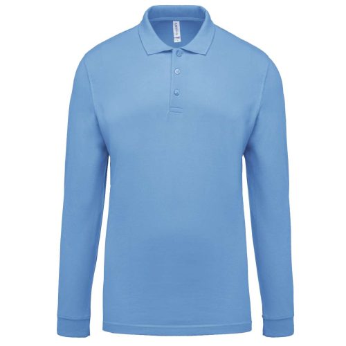 Férfi galléros hosszú ujjú piké póló, Kariban KA256, Sky Blue-L