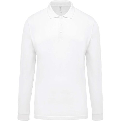 Férfi galléros hosszú ujjú piké póló, Kariban KA256, White-S