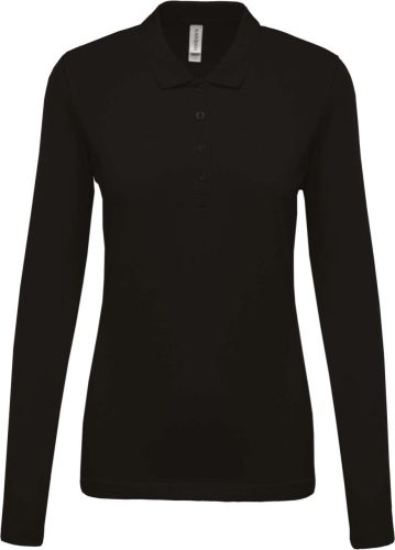 Női galléros hosszú ujjú piké póló, Kariban KA257, Black-M