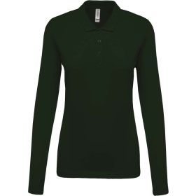   Női galléros hosszú ujjú piké póló, Kariban KA257, Forest Green-XS