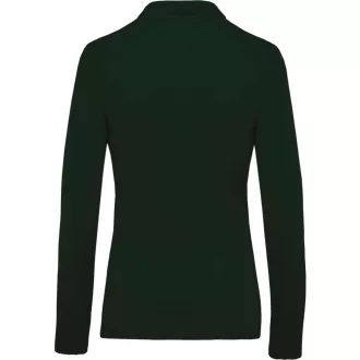   Női galléros hosszú ujjú piké póló, Kariban KA257, Forest Green-XS