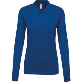   Női galléros hosszú ujjú piké póló, Kariban KA257, Light Royal Blue-XS