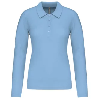   Női galléros hosszú ujjú piké póló, Kariban KA257, Sky Blue-XS